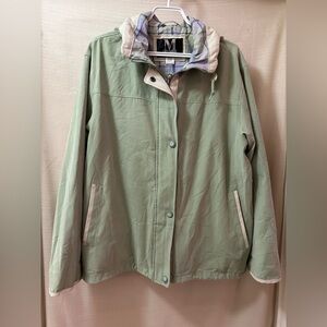 Mulberry Street Sage Green Hooded Windbreaker Jacket – Size Large